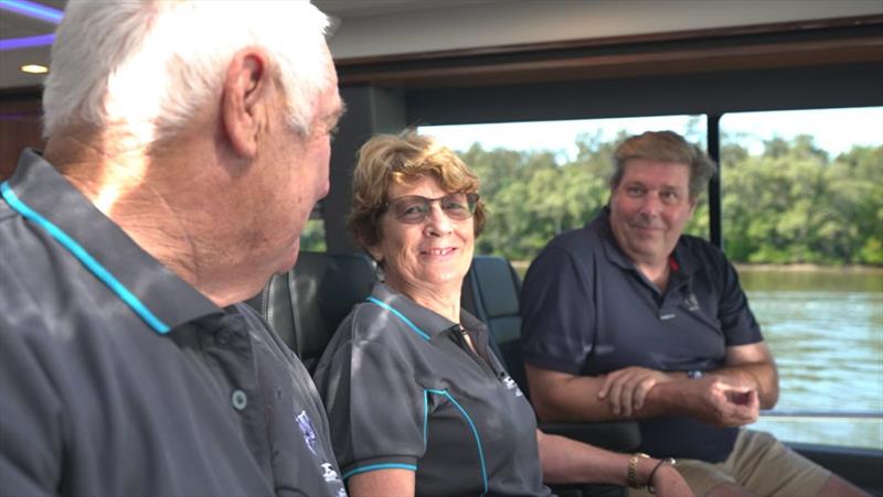 Ray and Jenny Haddrell with R Marine Jacksons principal Stuart Jackson who has been a great support for Jenny gaining her maritime self-assurance and skills. - photo © Riviera Australia