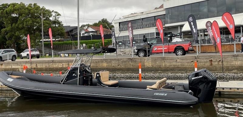 The Gemini Waverider 1060 powered by the Mercury V12 outboard and RAM 2500 in the background photo copyright Mercury Marine taken at  and featuring the Power boat class