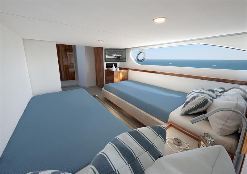 The two guest staterooms are amidships, each benefiting from large hull windows with opening portholes - Riviera 465 SUV - photo © Riviera Australia