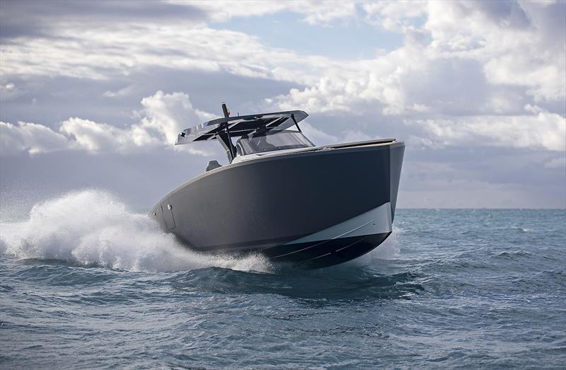 Impressive knuckle rides clear of the water when planing. - photo © Tesoro Yachts