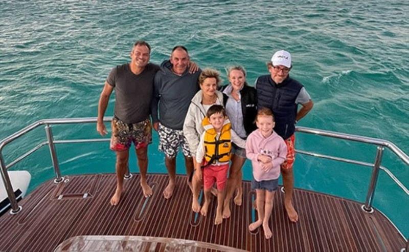 Family fun! The crew spent much of their time in the cockpit and extensive boarding platform, barbecuing, fishing and jumping off the back photo copyright Riviera Australia taken at  and featuring the Power boat class
