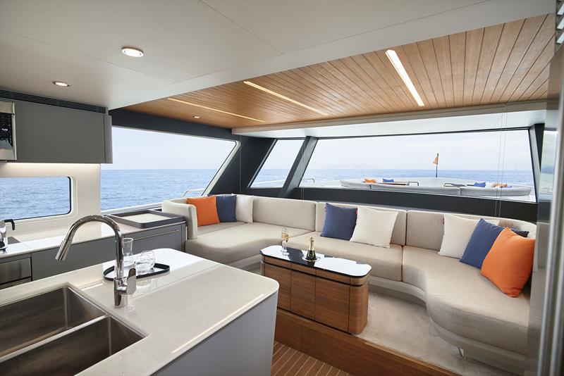 CLX96 lounge photo copyright CL Yachts taken at  and featuring the Power boat class