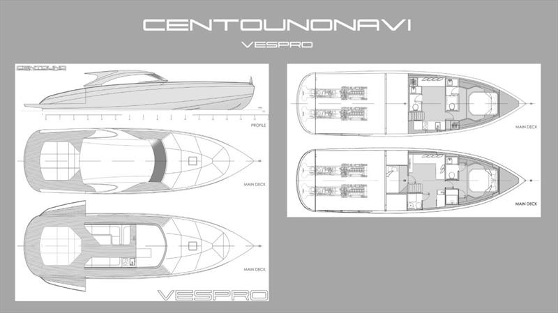 Vespro layout photo copyright Centouno Navi taken at  and featuring the Power boat class