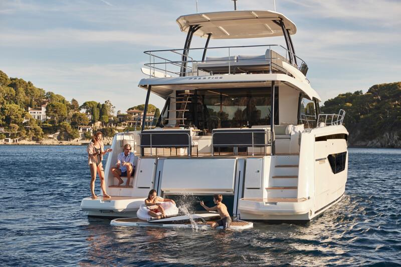 Fun times assured - Prestige's new M48 powercat photo copyright Prestige Yachts taken at  and featuring the Power boat class