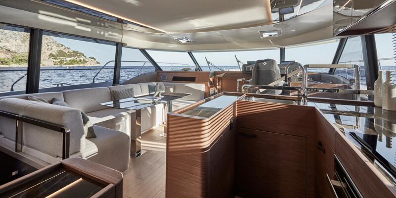 Galley - Prestige's new M48 powercat photo copyright Prestige Yachts taken at  and featuring the Power boat class