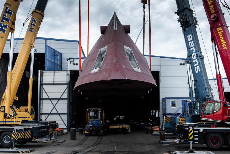 Hull turning of project YN203, the 37.8-metre Moonen Martinique (124 ft) - photo © Moonen Yachts