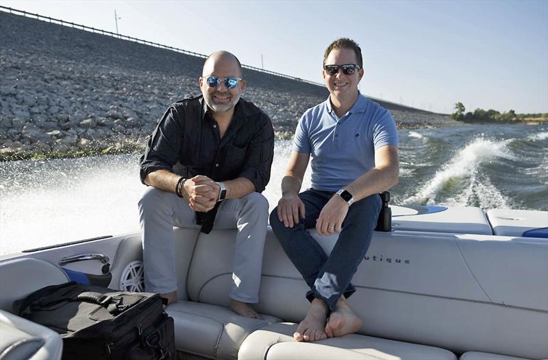 CEO Brandon Cotter with CTO Dr Powell Kinney aboard one of their test mules for the Alloy.Boats software photo copyright Alloy Boats taken at  and featuring the Power boat class