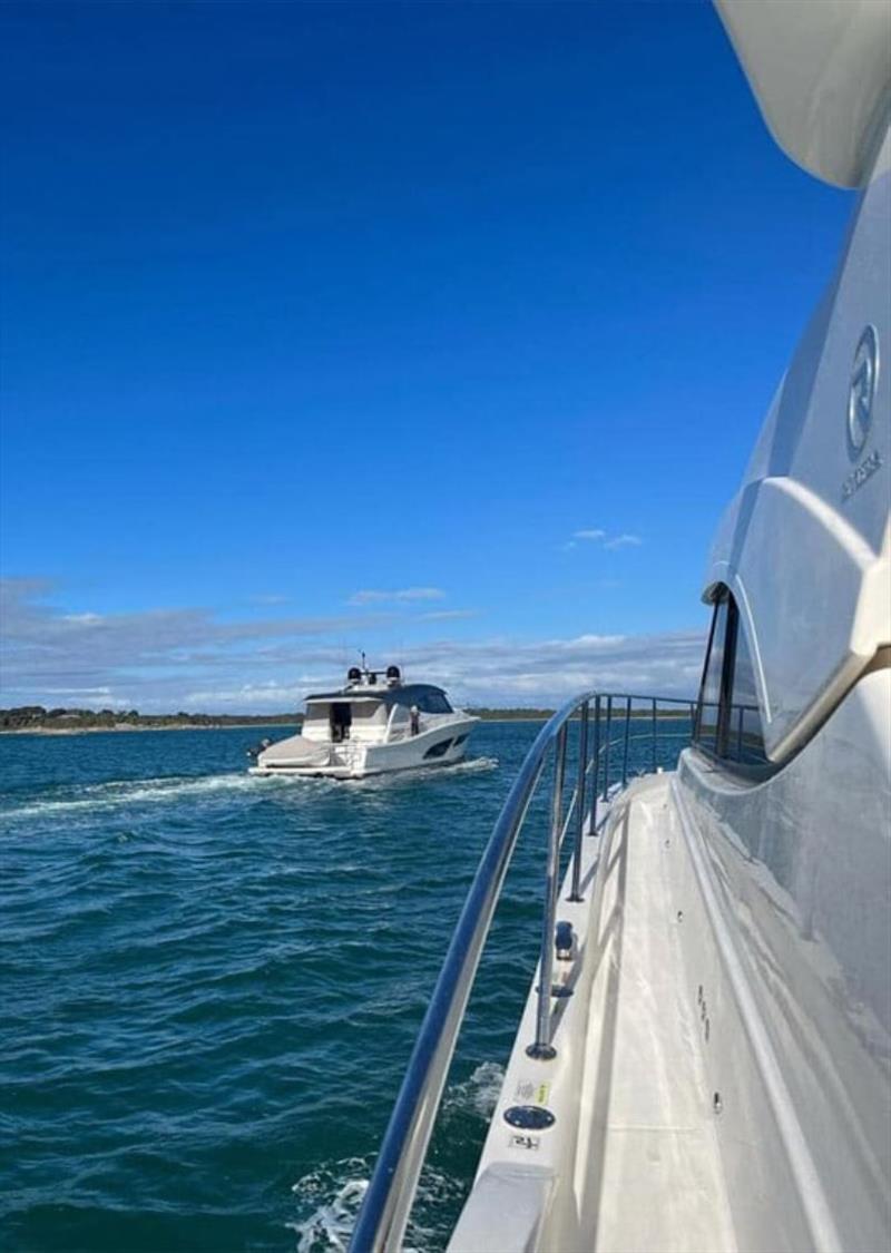 Heading back out to sea under the guidance of the experienced team at R Marine Jacksons - photo © Riviera Australia