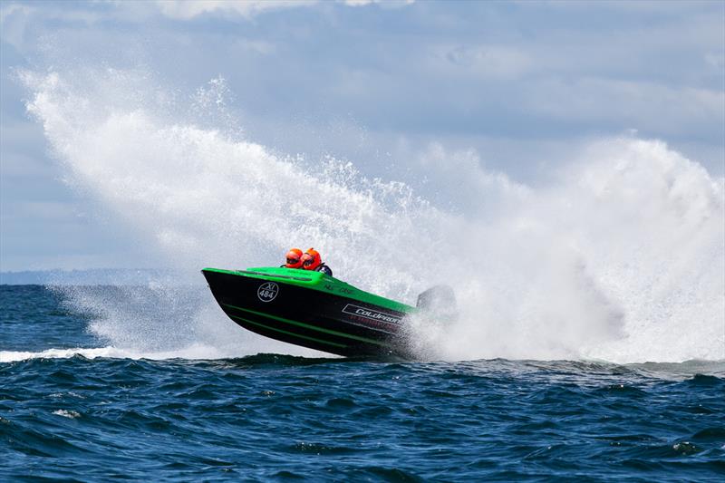 The Green Army were out in force to watch Razorcraft Racing, who had to have done more jumps than all the other teams put together - 2023 Offshore Superboat Championship photo copyright Australian Offshore Powerboat Club taken at  and featuring the Power boat class
