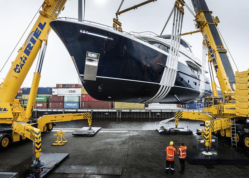 First Moonen 110 hits the water photo copyright Moonen Yachts taken at  and featuring the Power boat class