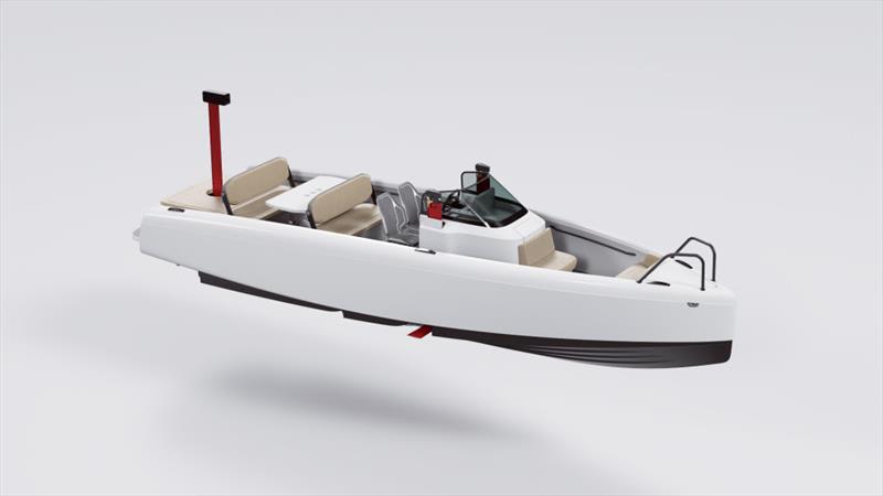 With its hydrofoils retracted, Candela C-8 CC can be stored on a trailer or beached - photo © Candela