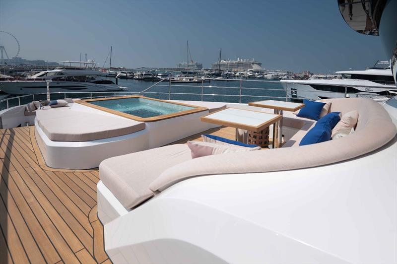 Majesty 111 Superyacht - Sun deck seating area photo copyright Gulf Craft taken at  and featuring the Power boat class