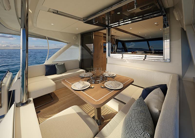 The beautiful, all seasons alfresco deck offers privacy and protection from the weather photo copyright Riviera Studio taken at  and featuring the Power boat class