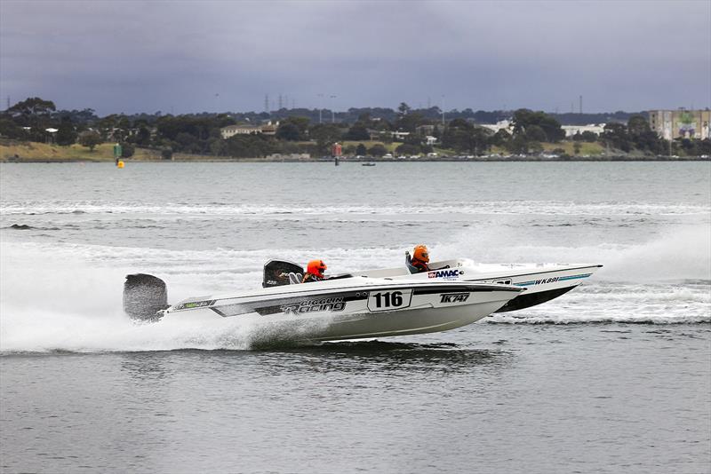 Father and son team Mark and Liam Sutherland lead the Sports 65 Class. Slick 21 behind them in this picture also keen to get closer to them on the season scoreboard photo copyright Offshore Superboat Championship taken at  and featuring the Power boat class