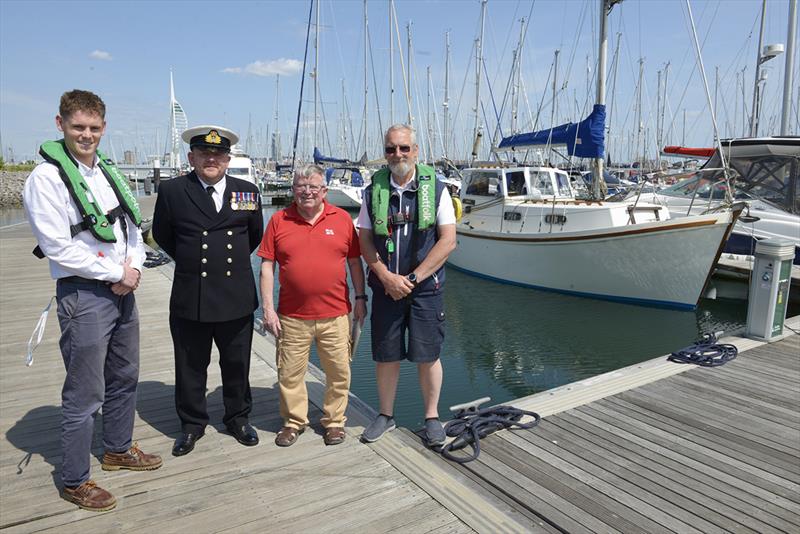 (LR) Patrick Field, boatpoint yacht broker, Lt Simon Bush, Keith