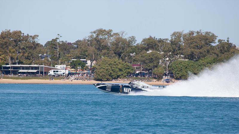 Lighting the crowd up – 222 Offshore Racing blasts back down Hervey Bay photo copyright Offshore Superboat Championship taken at  and featuring the Power boat class
