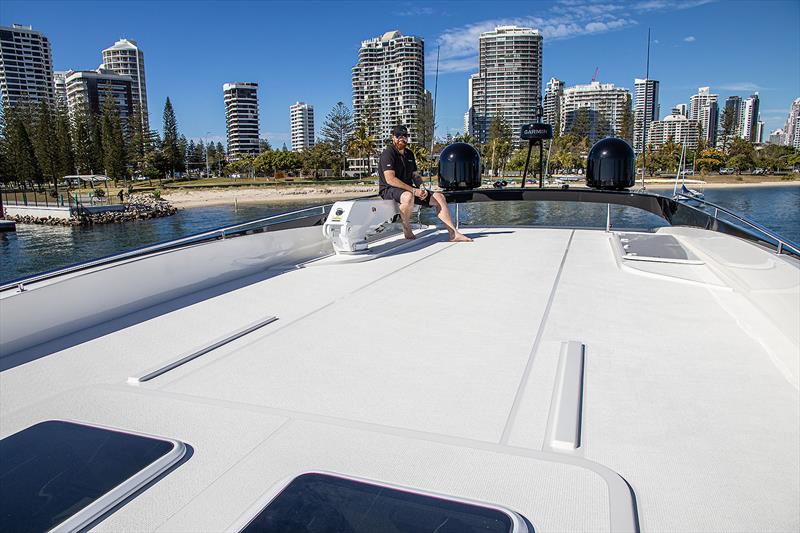 The Utility Deck atop the new Maritimo S75 - so big it is a part in and of itself photo copyright John Curnow taken at  and featuring the Power boat class