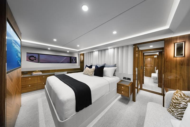 S75 Master Stateroom does deliver opulence and the en suite behind is sublime photo copyright Maritimo taken at  and featuring the Power boat class