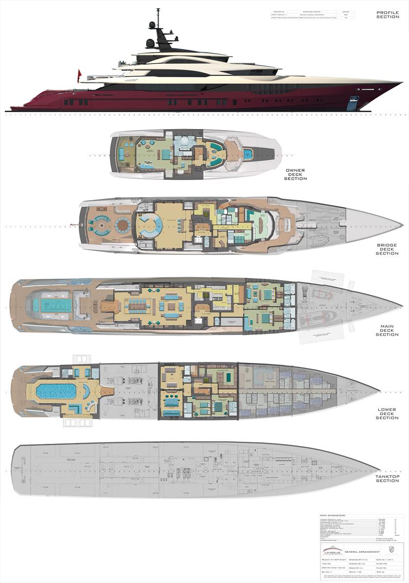 Bilgin's 80m M/Y Leona - General Arrangement Plan photo copyright Bilgin Yachts taken at  and featuring the Power boat class
