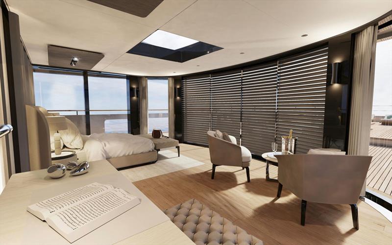 Superyacht T560 Apache - Owner Cabin photo copyright Tankoa Yachts taken at  and featuring the Power boat class