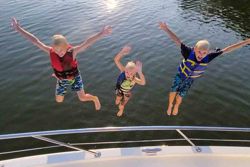 Jumping for joy! photo copyright Riviera Australia taken at  and featuring the Power boat class