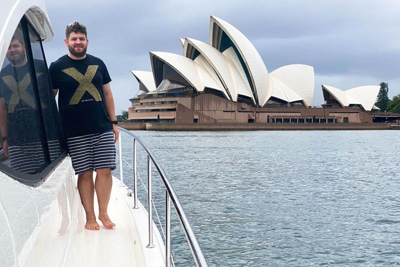 Josh aboard Taylor Made at the Sydney Opera House - photo © Riviera Australia