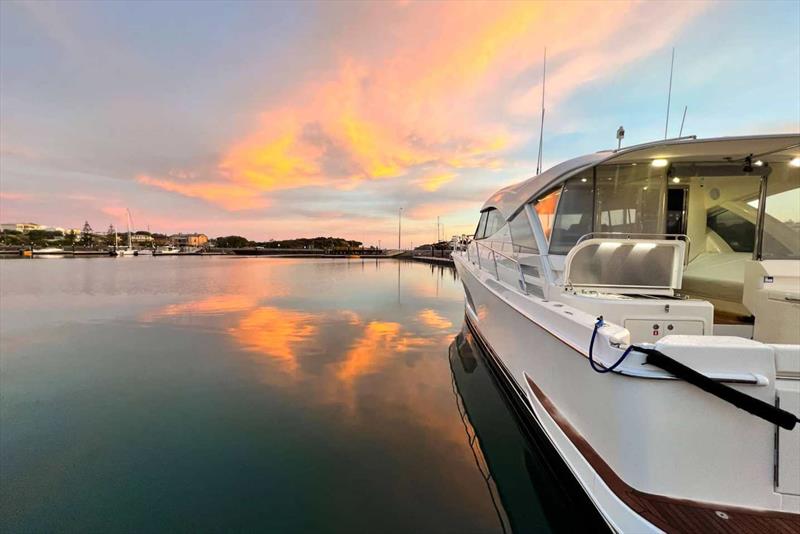 Safely moored and enjoying a sunset - photo © Riviera Australia