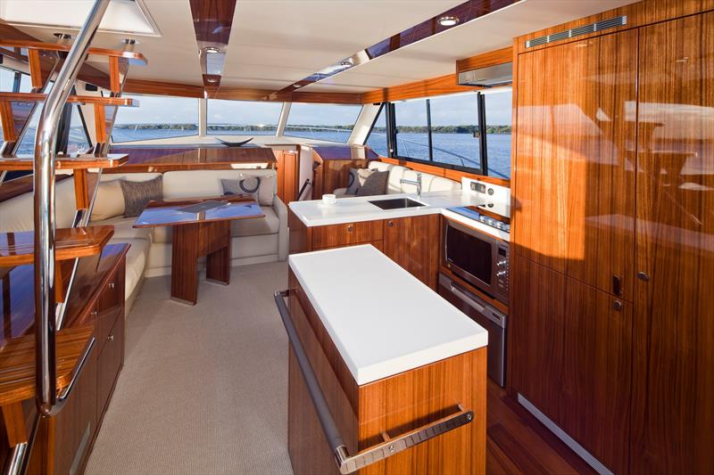 Maritimo M48 - Galley and saloon - photo © Maritimo