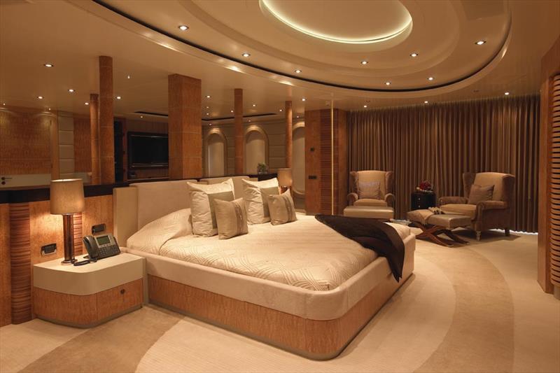73m Feadship superyacht Predator - Master bedroom photo copyright SuperYachtsMonaco taken at  and featuring the Power boat class