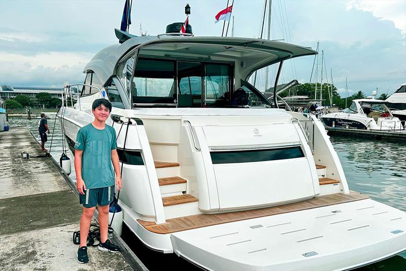 My son Mason joined us for this voyage. Here at Raffles Marina with the yacht fully fuelled and just before we head for home - photo © Riviera Australia