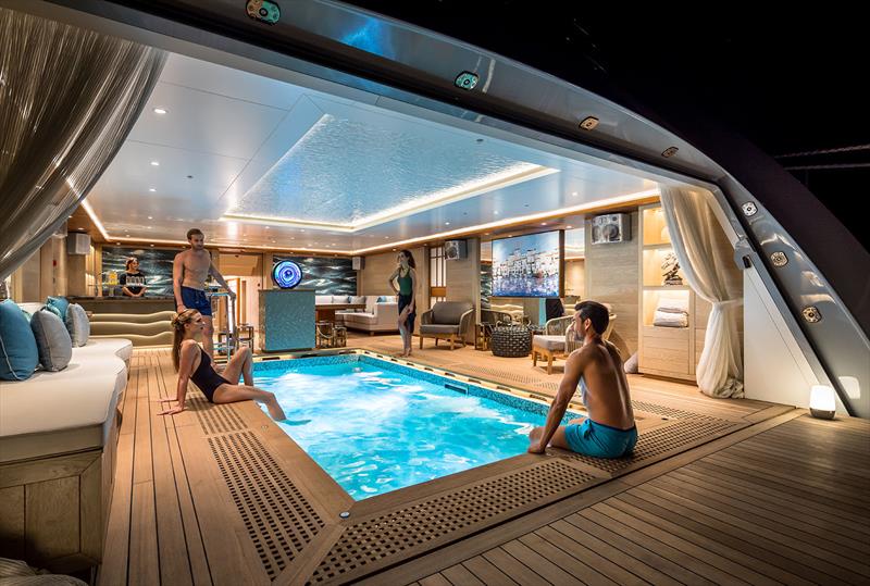 YachtCharterFleet ranked Victorious first in its list of top 10 superyacht beach clubs - photo © Superyacht Holdings