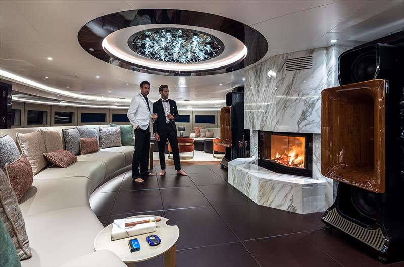 279' Victorious - Fireplace Lounge - photo © Superyacht Holdings