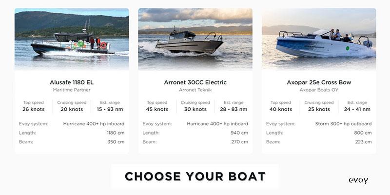 Evoy Configurator - Choose Your Boat - photo © Evoy