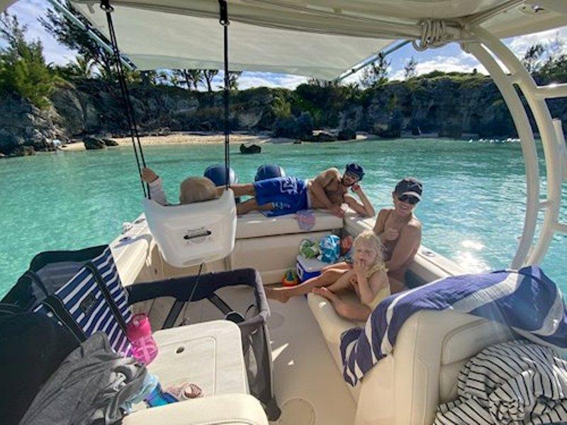 RJ, Sammy, Lily and Charlotte love exploring the beautiful Bermuda beaches and coves photo copyright Grady-White taken at  and featuring the Power boat class