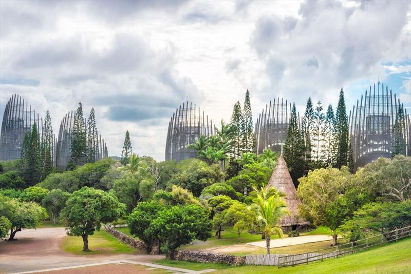 Tjibaou Cultural Centre, the Kanak native museum, made mainly of ten ribbed structures made of steel and Iroko wood, inspired by the traditional Kanak huts, in Noumea, New Caledonia - photo © Riviera Australia