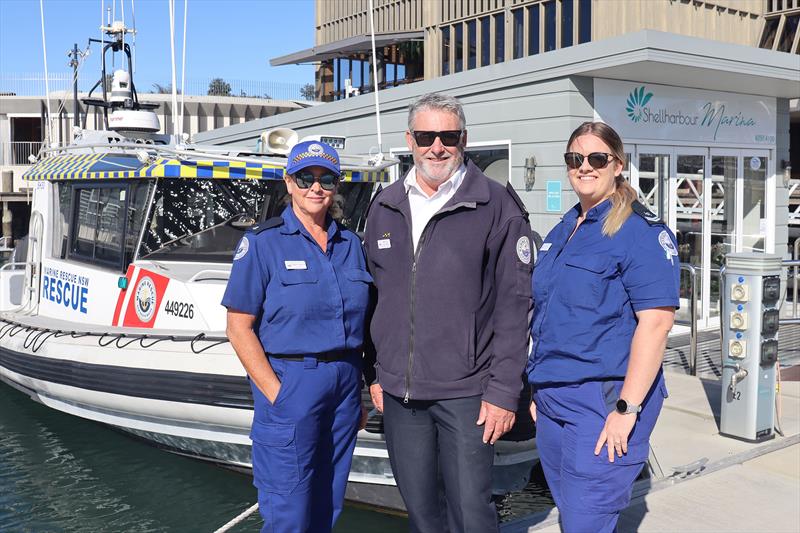 MRNSW Illawarra SAREX : (L to R) Marine Rescue Ulladulla Crew member Mandy Newton, Marine Rescue NSW Illawarra Zone Duty Operations Manager Inspector Stuart Massey and Marine Rescue Jervis Bay Watch Officer and Senior Crew Stefania Nitto photo copyright Marine Rescue NSW taken at  and featuring the Power boat class