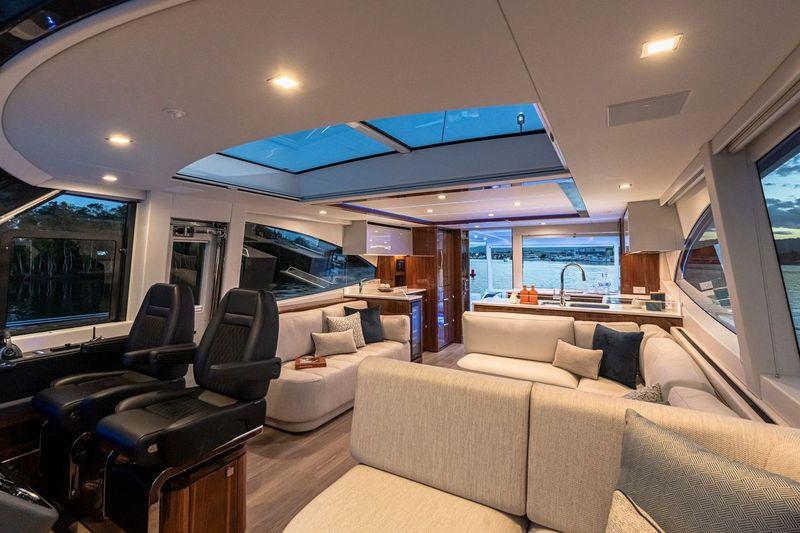 Riviera's 6800 Sport Yacht has so many separate entertaining areas that family groups, friends and couples can all find their own space to enjoy the world around them - photo © Riviera Australia