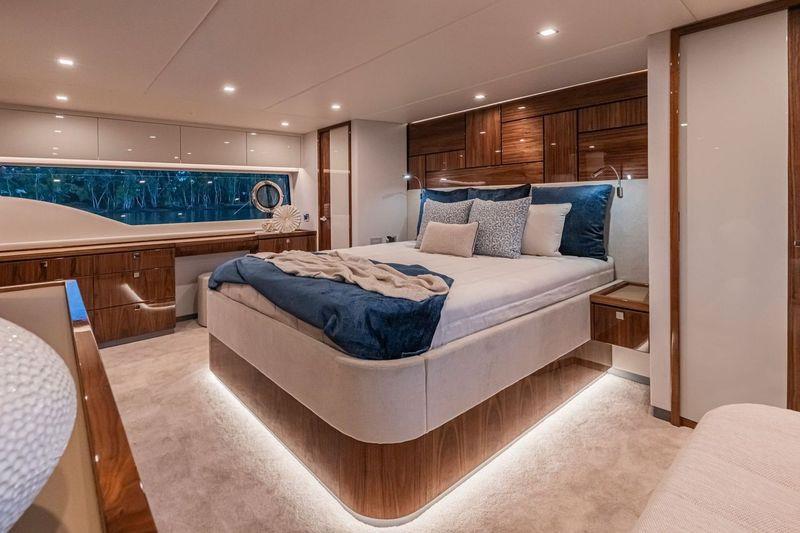 Riviera 6800 Sport Yacht Platinum Edition, Master Stateroom - The accommodation deck is vast and luxurious offering a choice of three or four staterooms and three bathrooms, a crew cabin or utility room photo copyright Riviera Australia taken at  and featuring the Power boat class
