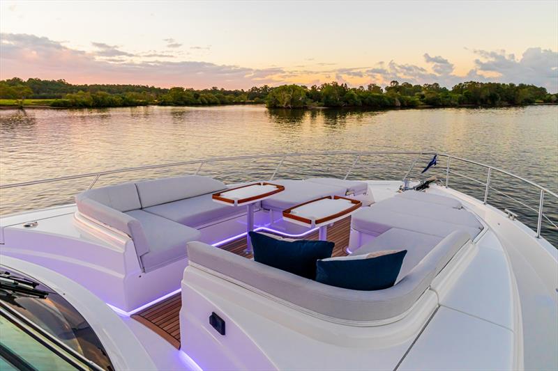 Riviera 6800 Sport Yacht Platinum Edition Foredeck - The wide side decks guide you to the forward deck, a casual entertaining sundeck so easily accessed from the side door of the saloon photo copyright Riviera Australia taken at  and featuring the Power boat class