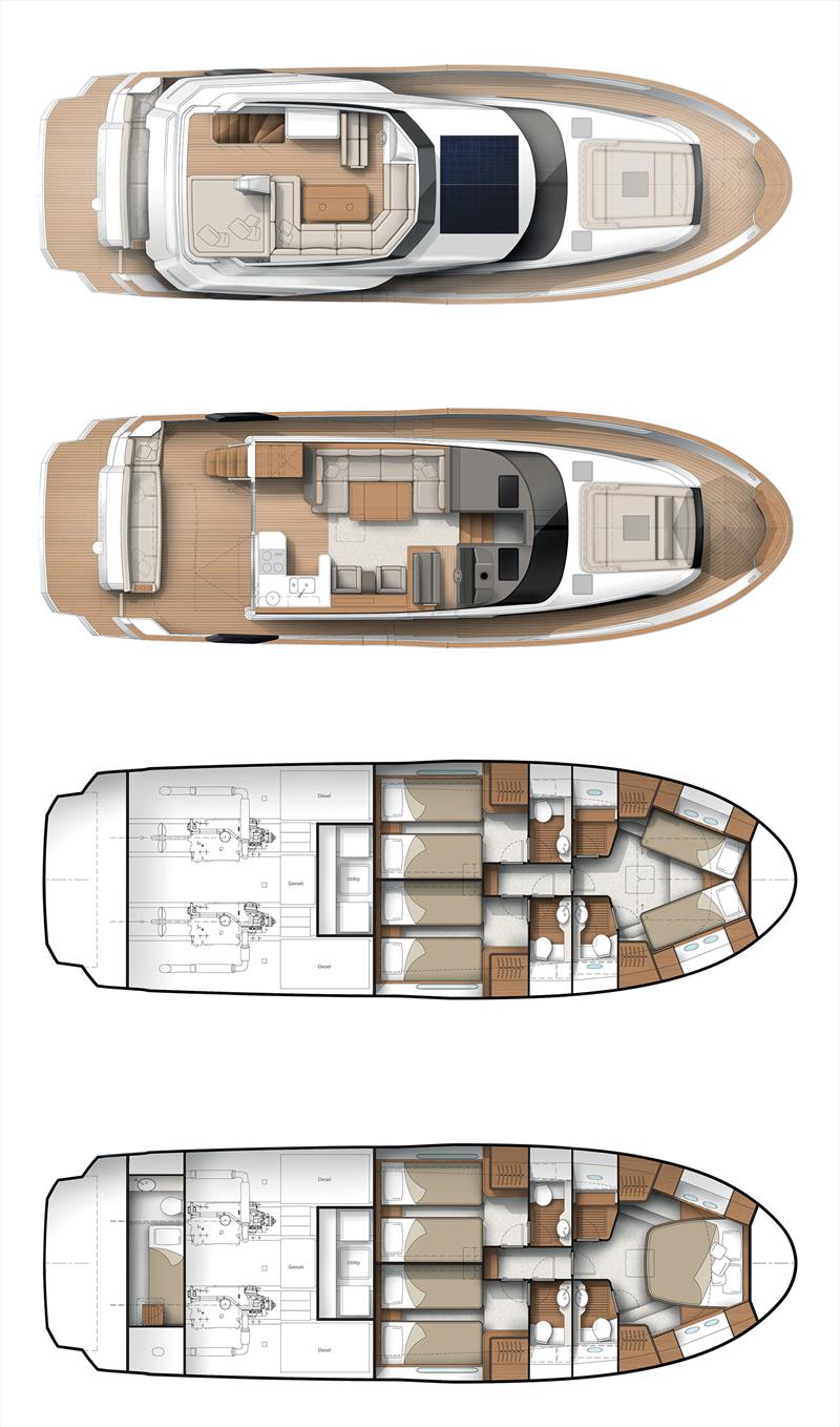 Greenline 48 layout photo copyright Greenline Yachts taken at  and featuring the Power boat class