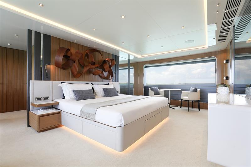 35 Meter Puro hull #1 - Master bedroom photo copyright Ocean Alexander taken at  and featuring the Power boat class