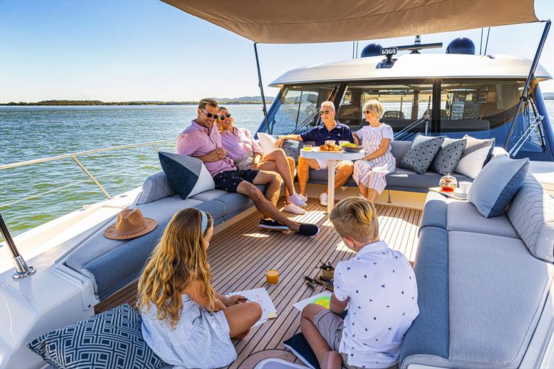 Time for some multi-generational family fun in the calm waters photo copyright Riviera Australia taken at  and featuring the Power boat class