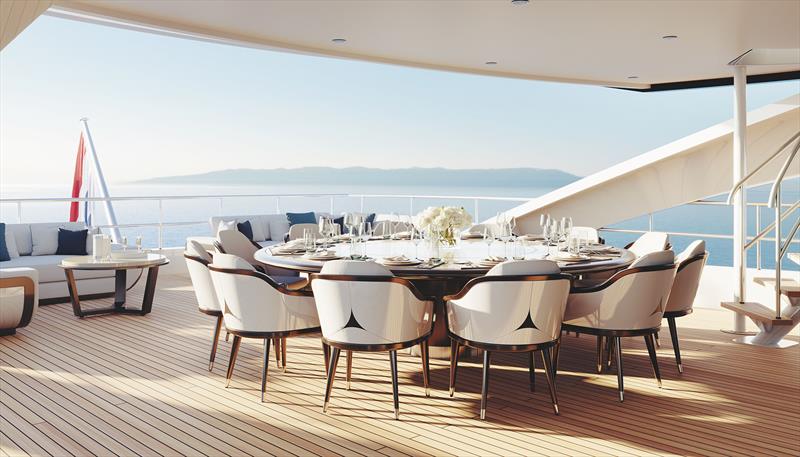 Project Sophia, YN 21150 - Bridge deck dining photo copyright Heesen Yachts taken at  and featuring the Power boat class