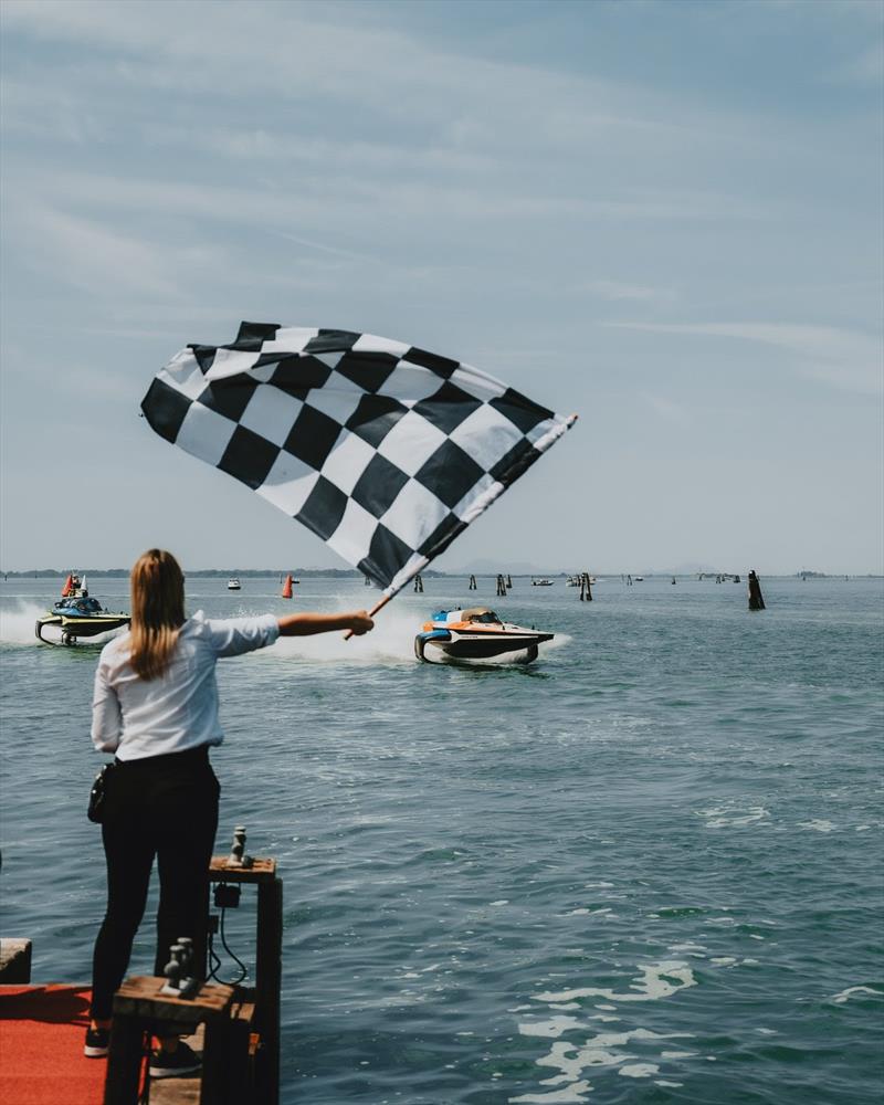 Team Blue Rising boat at Finish line photo copyright Sialia Yachts taken at  and featuring the Power boat class