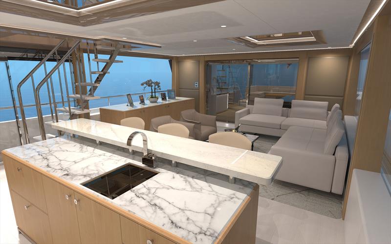 Ocean Alexander 28L - Main salon - FWD end, Port, Aft view - photo © Ocean Alexander