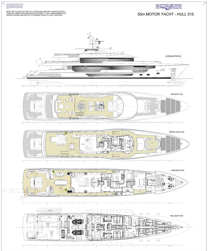 Burger 180' Motor Yacht - General arrangement photo copyright Burger Boat Company taken at  and featuring the Power boat class