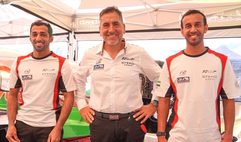 Team Abu Dhabi's Rashed Al Qemzi and Mansoor Al Mansoori with team manager Guido Cappellini - photo © Team Abu Dhabi