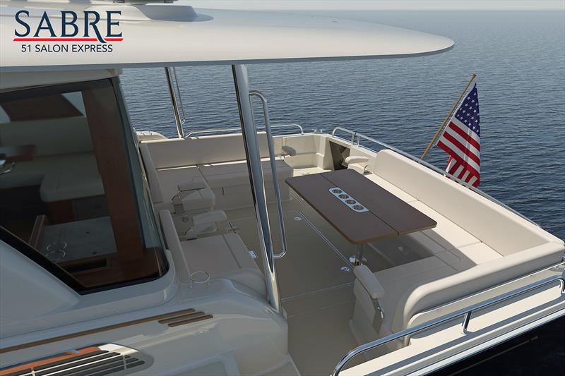 Grab holds, additional rails, clear access, high enough bulwark - nautical sensibility all right - Sabre 51 Salon Express photo copyright Sabre Yachts taken at  and featuring the Power boat class