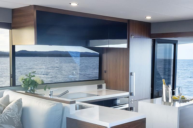 Tremendous enhancement - galley window on the Maritimo M600 Black Edition photo copyright Maritimo taken at  and featuring the Power boat class