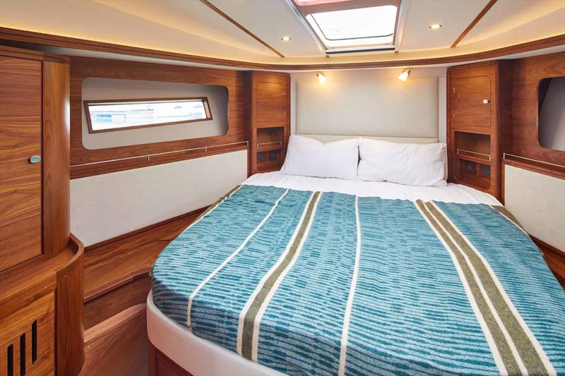 The master suite has hull windows and over-berth skylights - Rustler 41 - photo © Rustler Yachts